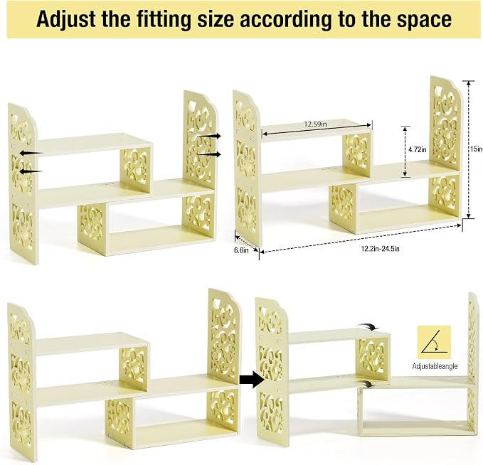 YGYQZ Adjustable Desktop Organizer Shelf – Space-Saving Desk Shelves & Desktop - Image 3