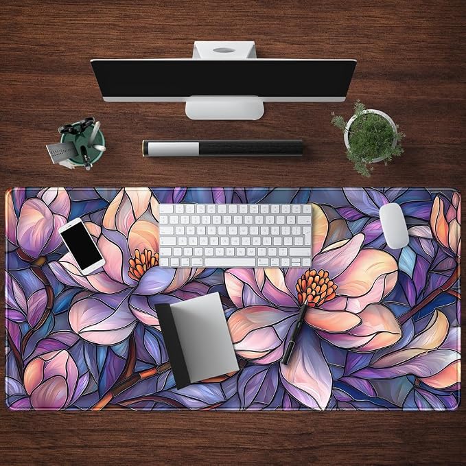 Floral Desk Mat Gaming Large Mouse Pad Desk Keyboard Pad, Long Computer Mat - Image 4