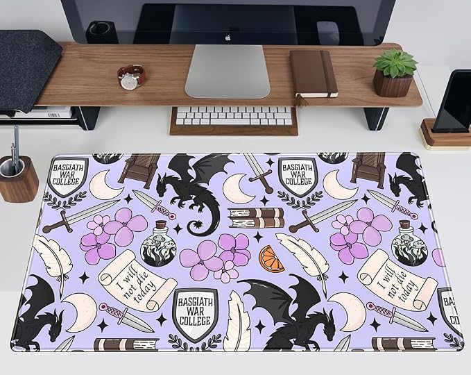 Cute Desk Pad Kawaii Black Loong Mouse Pad Purple Magic Desk Keyboard Pad - Image 2