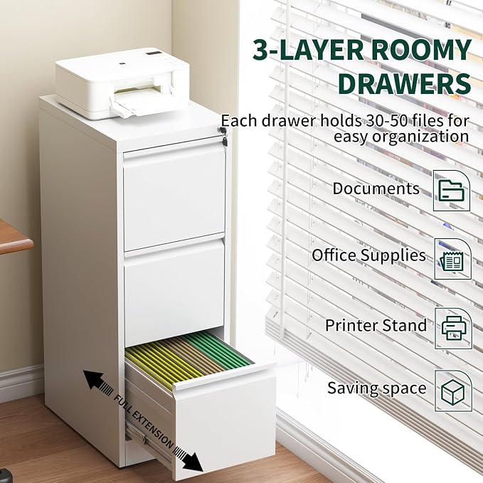 Yukimo 3 Drawer File Cabinet - Image 4