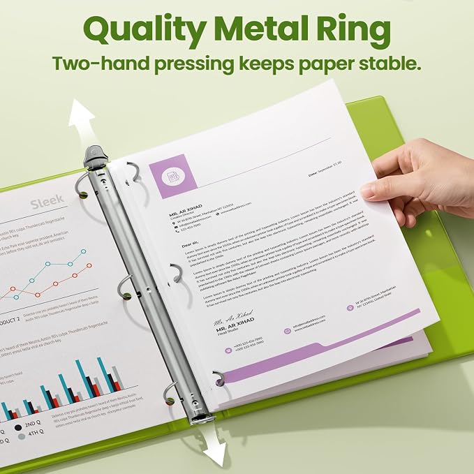 SUNEE 3 Ring Binder 1 Inch 1 Pack, Tender Green - Image 2