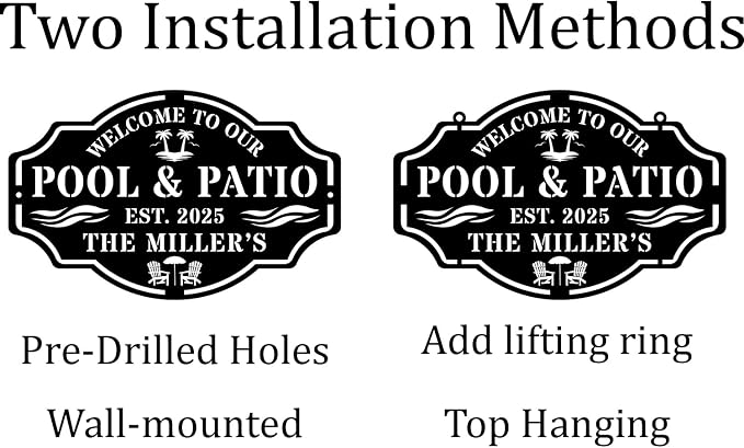 Personalized Name Metal Pool Sign, Patio Signs - Image 2