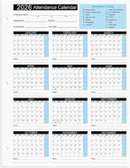 2026 Attendance Calendar Work Tracker Attendance Calendar Cards - Image 2