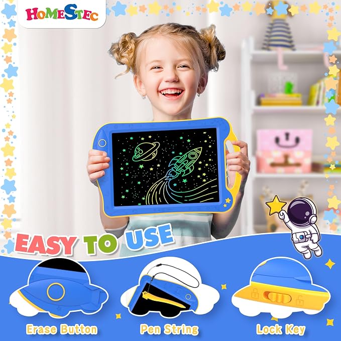HOMESTEC Astrodraw Drawing Pad Toys, Colorful LCD Writing Tablet - Image 2