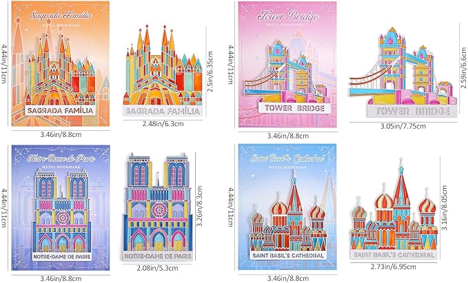 4pcs Metal Bookmarks with Transparent Design, Cute Book Marks - Image 4