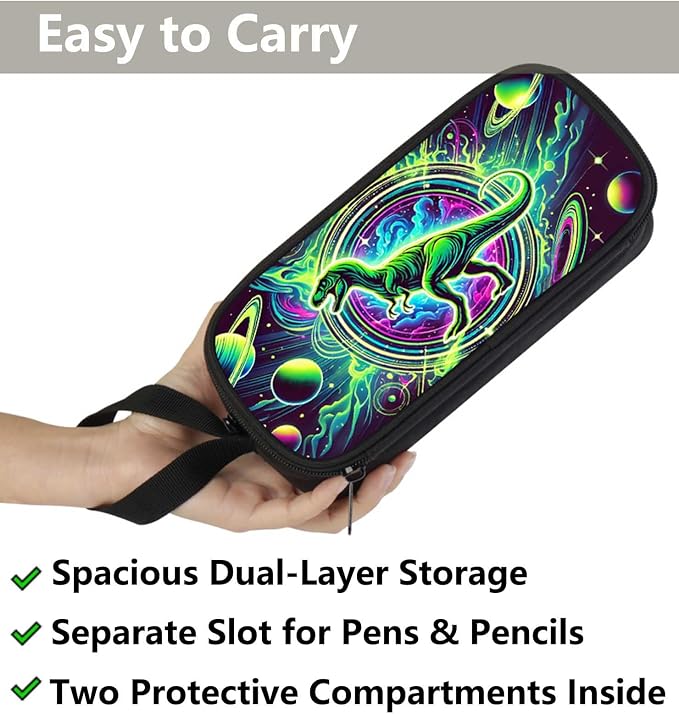 AnySmic Dinosaur Pencil Case for Boys and Girls, Dino Pencil Pouch for Kids - Image 3