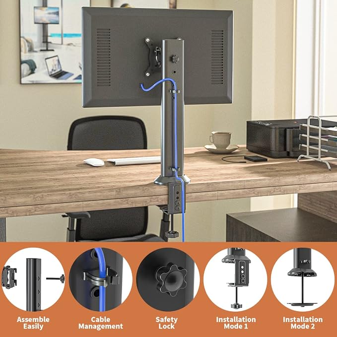 HEMUDU Single Desk Monitor Arm Mount Stand Fit - Image 3