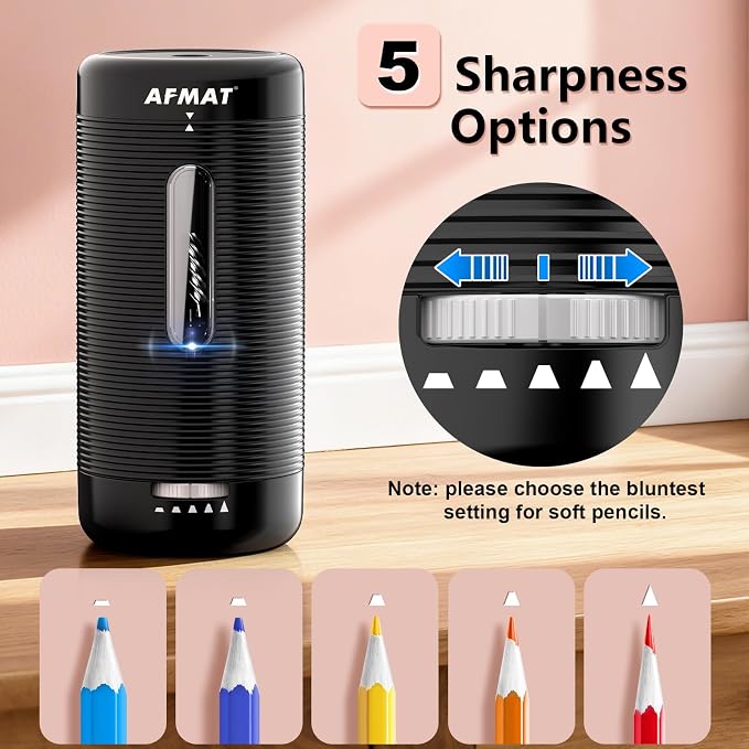AFMAT Electric Pencil Sharpener, Fully Automatic Pencil Sharpener, Auto in & Out - Image 4