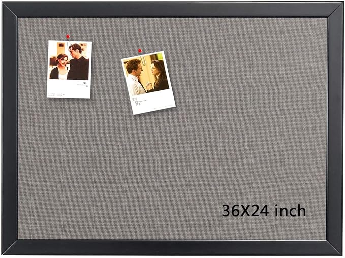 Bulletin Board 36 x 24 Inch, 100% Wood Framed Canvas Cork Board by GIDEAL