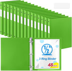 Henoyso 48 Pcs 3 Ring Binder 0.5 Inch Round Fits Letter Size 8.5'' x 11'' Paper by Henoyso