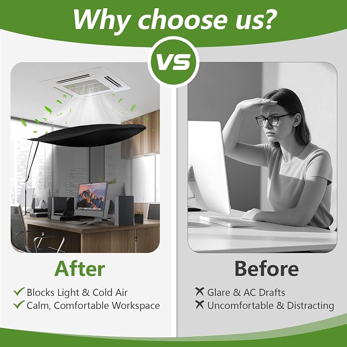 55 Inch Office Cubicle and Desk Shade – Blocks Light and Air Conditioning - Image 4
