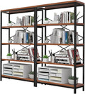Himimi Industrial Bookshelf 5-Tier Set of 2, Bookcase 58" H Ladder Shelf by Himimi