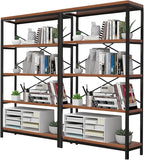 Himimi Industrial Bookshelf 5-Tier Set of 2, Bookcase 58" H Ladder Shelf by Himimi