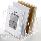 SANRUI Acrylic Desk File Organizer, 4 Vertical Compartments Clear Magazine File - Image 7