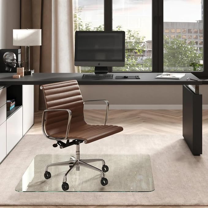 Vitrazza Glass Chair Mat 42” x 48” Superior ¼ Thick, Luminoso Low-Iron Ultra by VitrazzaGlassOfficeChairMats