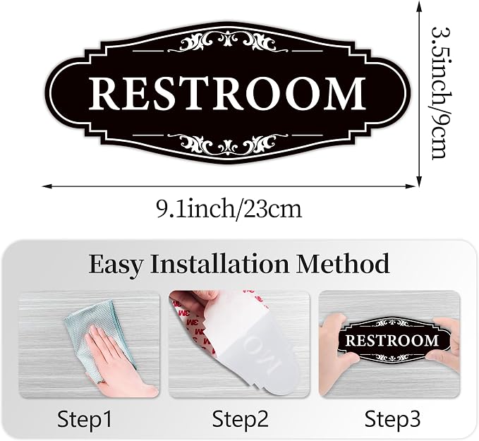 Restroom Sign for Business and Home，Self-adhesive Unisex Bathroom Sign - Image 2