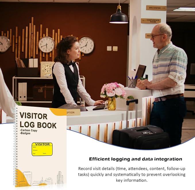 1 Pack Visitor Badges with Carbon Copy Visitor Stickers Letter Size Visitor Log - Image 4