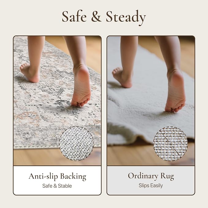 GENIMO Runner Rug 2x12, Non Slip Vintage Hallway Runner Rugs, Low Pile - Image 8