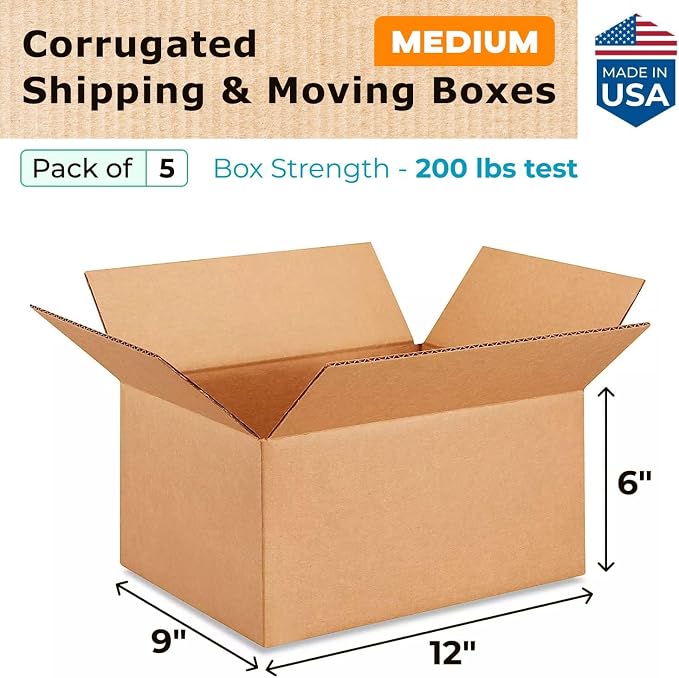 Medium Moving & Shipping Boxes 12 x 9 x 6 inches - Image 2