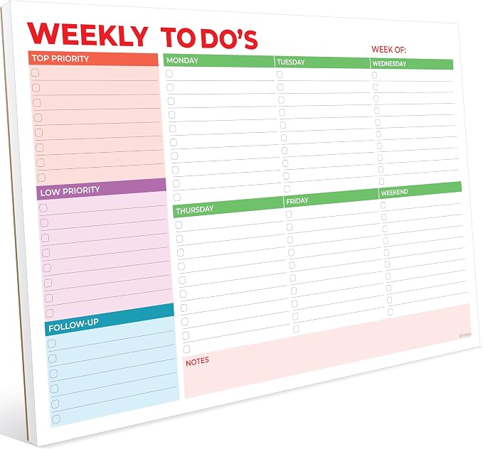 Weekly Planner Notepad, Weekly To Do List Notepad, Tear Off Undated Weekly by Hadigu