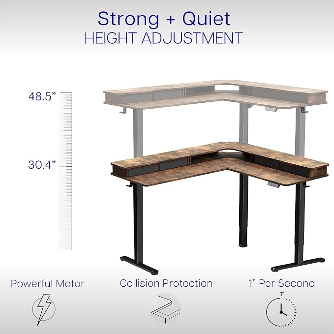 VIVO Electric 2-Tier Corner L-Shaped 63 x 55 inch Standing Desk, Height - Image 3