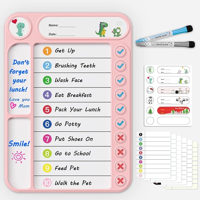 Magnetic Chore Chart for Kids, ADHD Task Tracker Easy-Check Routine Dry Erase by LightUpYourCreativity