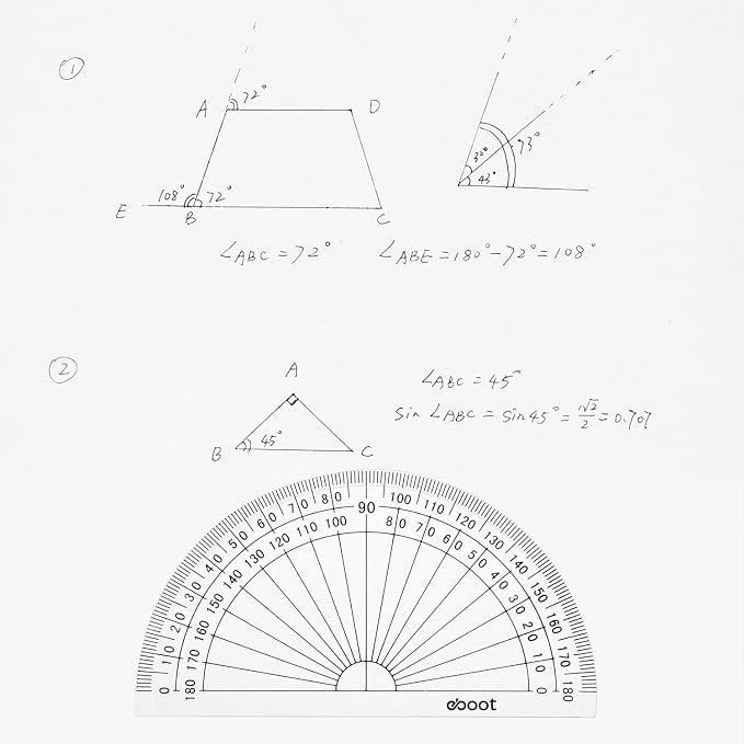EBOOT 50 Pcs Math Protractors Plastic Protractor 180 Degrees, 4 Inches - Image 5
