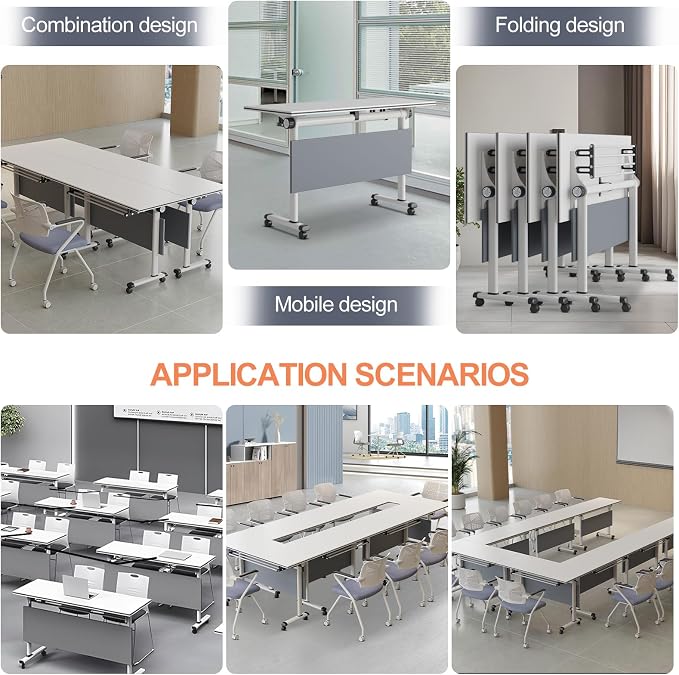 Conference Table, Folding Office Conference Room Tables On Wheels, Flip Top - Image 3