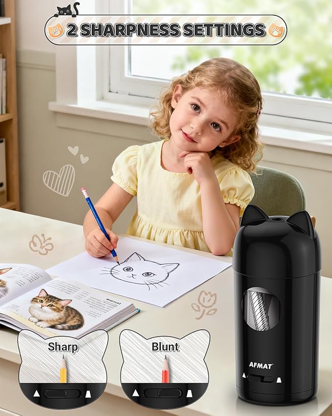 AFMAT Electric Pencil Sharpener, Fully Automatic Pencil Sharpener - Image 5