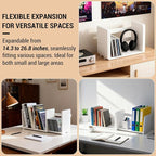 MyGift White Wood Desktop Bookshelf Organizer, Expandable Adjustable Display - Image 4
