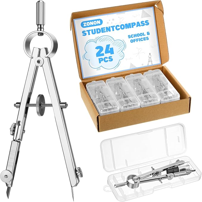 Zonon 24 Pcs Compass for Geometry Compass Bulk for Classroom Math Students - Image 2