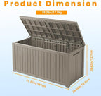 PATIOEASY 200GAL Deck Box -Grey，Waterproof Outdoor Storage Binfor Patio - Image 2