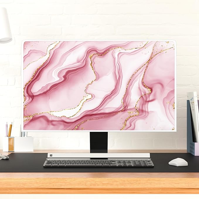 Baocicco Gold Pink Marble Waterproof TV Display Screen Cover 45, 48 Inch TV - Image 4