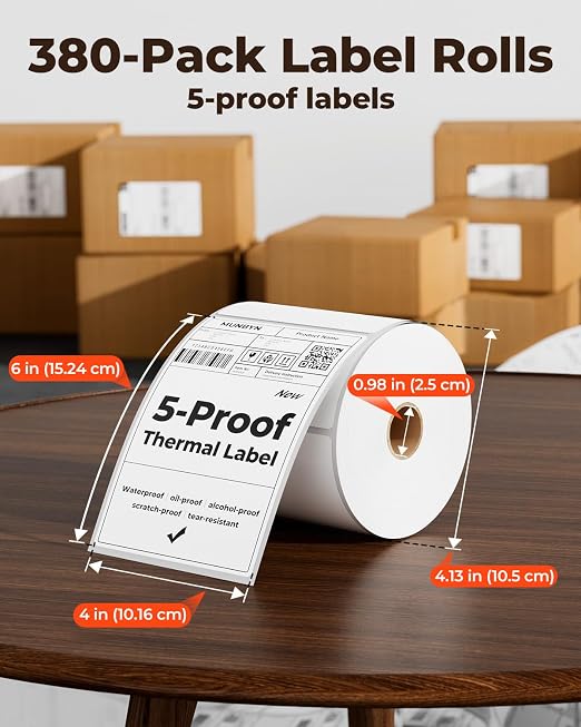 MUNBYN 4"x6" Direct Thermal Shipping Labels, Durable Waterproof, Scratch-Proof - Image 2