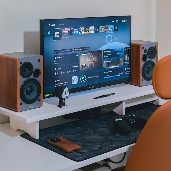 ROCDEER Bamboo Dual Monitor Stand Riser White, 2-Tier Desk Monitor Riser - Image 4