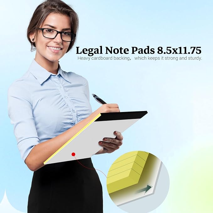 Roneky Legal Pads 8.5 x 11 Yellow Note Pads, 2 Pack College Ruled Notepads 8.5 - Image 4