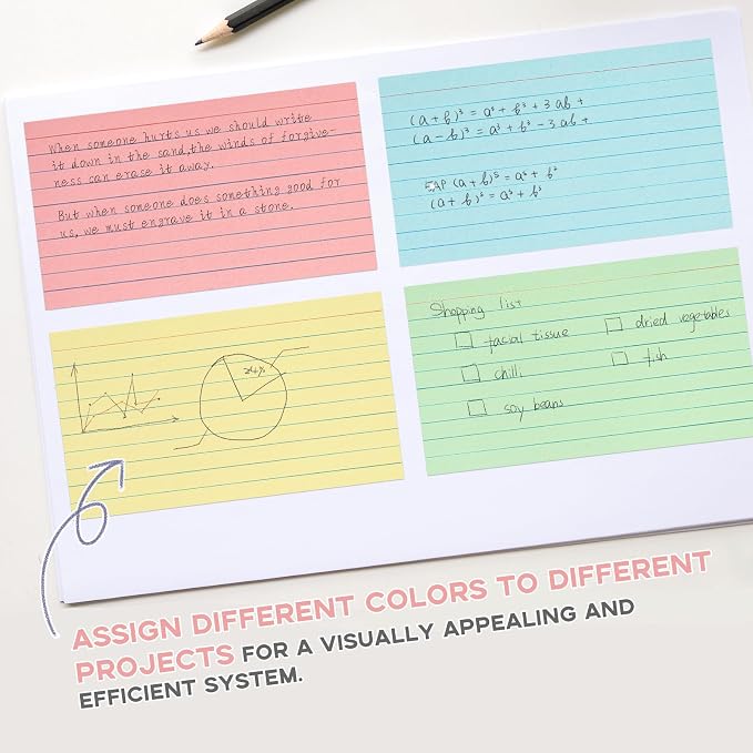 Colored Index Cards 5x8 100Pcs, Goefun Ruled Flashcards, 4 Color Notecards - Image 7