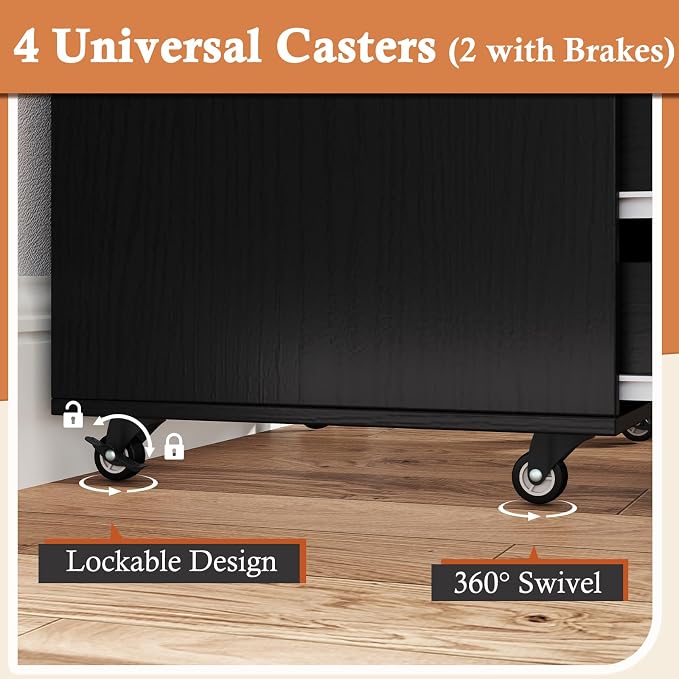 Giantex 5-Drawer Storage Cabinet, Mobile Lateral File Cabinet - Image 8