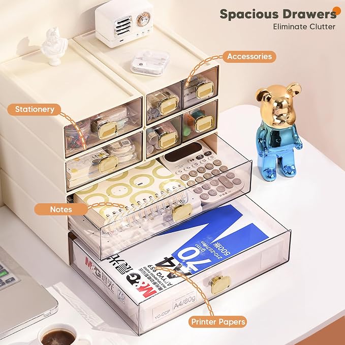 DETEIN 2PACK Stackable Desktop Storage Organizer Plastic Desk Organizer - Image 7