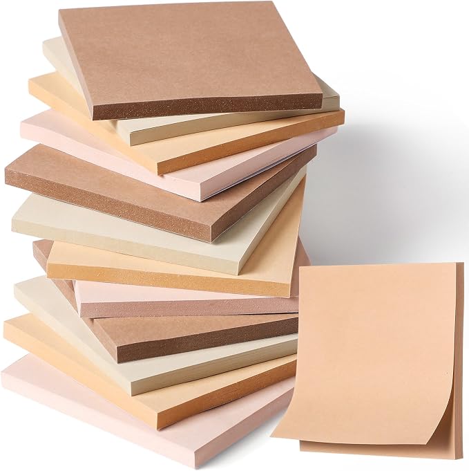 Thenshop 12 Pads Boho Sticky Notes 3''x3'', Self Stick Notes Pads Boho Office by Thenshop