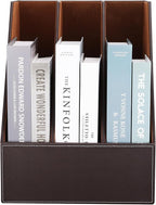 KINGFOM Desktop Wooden Leatherette Magazine File Holder-Organizer-3 Compartment - Image 4