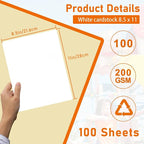 100 Sheets White Cardstock 8.5 x 11 Printer Paper, 75lb Heavyweight Certificate - Image 2