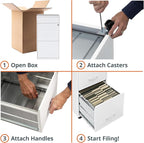 Lorell LYS SOHO Box/File/File Mobile White File Cabinet, 3 Drawer, 26.5 x 14.3 - Image 9