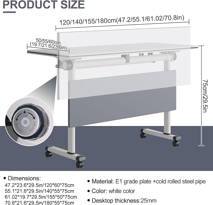 Conference Table, Folding Office Conference Room Tables On Wheels, Flip Top - Image 2