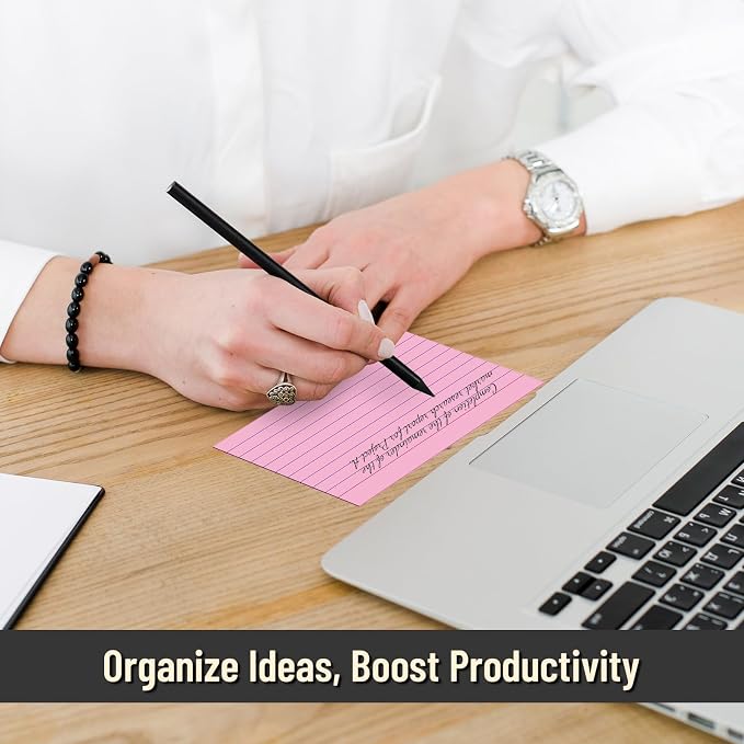 300 Count Index Cards 3 x 5 Inch Ruled Pink Index Cards, Flash Cards College - Image 3