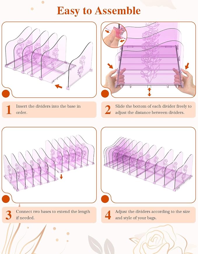 COWVTUJ Adjustable Rose File Organizer - Image 8