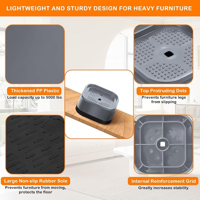 shouwuhho 24 Pack Furniture Risers Adjustable Bed Risers Heavy Duty Lifts - Image 5