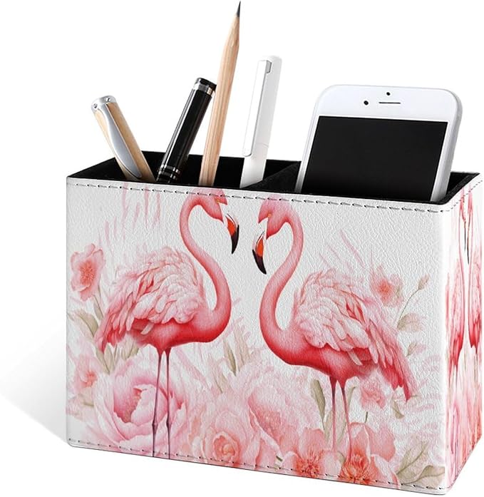 Famame Pink Flamingos Flowers Pencil Holder - Image 2