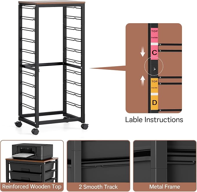 SYKIARIOL Rolling Cart with Drawers, 10 Drawer Rolling Cart, Rolling storage - Image 8