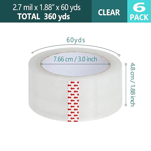 AUSTARK 6 Rolls Clear Packing Tape - Image 2